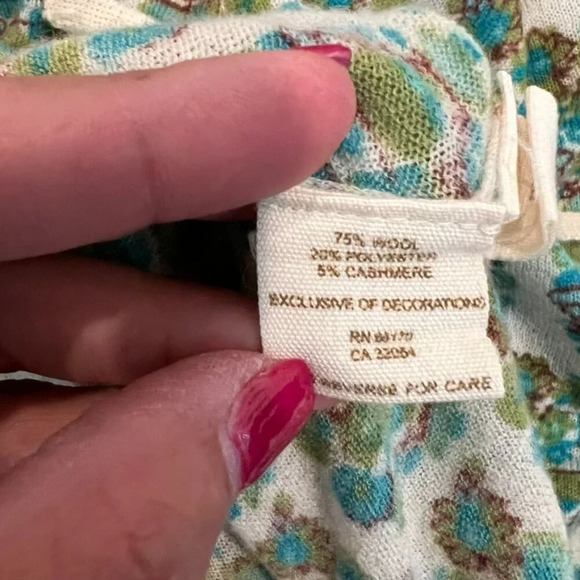 FREE PEOPLE XS Bohemian Babydoll Wool Cashmere Cap Sleeve Sweater Pearl Buttons - Picture 9 of 9